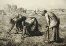 Antique Etching 'The Gleaners' Original Painting By Jean-Franois Millet