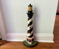 Paint Decorated Lighthouse Form Iron Doorstop