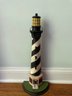 Paint Decorated Lighthouse Form Iron Doorstop
