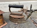 An Antique Coffee Mill And Iron