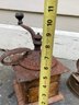 An Antique Coffee Mill And Iron