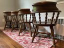 Set Of 4 Buck-aneer Colonial Solid Wood Captians Chairs. 2 Large & 2 Small.