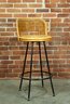 Pair Of Vintage Wrought Iron & Bamboo / Wicker Bar Stools