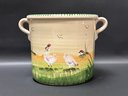 A Charming Rooster & Hen Ceramic Crock, Made In Italy
