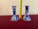 Blue And White Candle Sticks