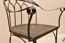 2 Wrought Iron  With Brass Tone  Concave Arm Chairs Custom Designed In Bainbridge Island
