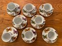 Set Of Eight Neiman Marcus Porcelain Butterfly Cups & Saucers