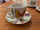 Set Of Eight Neiman Marcus Porcelain Butterfly Cups & Saucers