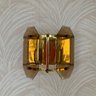 A Pair Of Mod 70's Smoked Glass Gold Sconces
