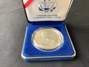 1987 S Silver Dollar (90 Percent) 1 Troy Ounce 'We The People' Script In Beautiful Display Case With COA