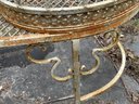 A Vintage Outdoor Wrought Iron And Mesh Double 'S Curve' Bench