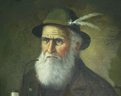 Vintage Acrylic On Canvas Painting Of An Old Man Signed Bellamy