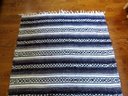 Navajo Striped Cotton Throw Rug In Shades Of Blue