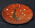 Mid Century Modern Enamel Peacock Dish / Plate