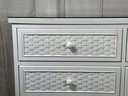 Cottage-Chic Chest Of Drawers With Glass Top, Wicker Drawer Fronts & Beadboard Sides