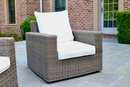 1of 4 Pottery Barn Torrey  Torrey Wicker Square Arm Swivel Outdoor Lounge Chair With White Cushions $1,499