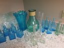 Lot Of Colorful Decorative Glass Bottles & Vases
