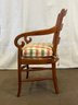 A Vintage French Country Ladderback Arm Chair With Upholstered Seat
