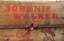 Vintage 1950's/60's Johnny Walker Whiskey Walking Man Wooden Crate