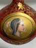 Vintage Bohemian Portrait Of A Lady Cranberry Glass 7in