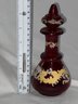 Vintage Ruby Red Glass Decanter With Lid 6.75in No Chips