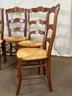 A Set Of Six Vintage French Country Ladderback Chairs, Rush Seats