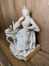 Meissen Porcelain Figurine Victorian Lady Sitting At Table Eating 3.5x3x5in No Chips