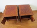 A Pair Of Asian 2 Door Side Tables In Rosewood Finish