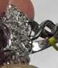 Large Sterling Silver Amethyst And Diamond Dinner Ring Size 6