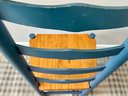 Pair Of Blue Wooden Ladderback Chairs