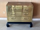 A Vintage Brass Clad Campaign Chest In The Manner Of Sarreid, LTD, For Ray O'Donnell Interiors, C. 1980's