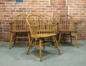 Set Of 4 Vintage Claud Bunyard For Nichols & Stone Modern Windsor Chairs