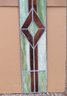 Largest Geometric Style Stained Glass Window No. 2 - Copper Mica & Green Hues Diamond Center Stained Glass
