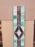 Medium Geometric Style Stained Glass Window No. 1 - Copper Mica & Green Hues Diamond Center Stained Glass