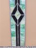 Medium Geometric Style Stained Glass Window No. 2 - Copper Mica & Green Hues Diamond Center Stained Glass