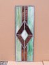 Small Geometric Style  Stained Glass Window No. 1 - Copper Mica & Green Hues Diamond Center Stained Glass