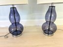 Pair Of Purple Glass Lamps
