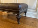 Palatial Furniture Faux Leather Tufted Ottoman On Casters