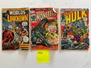 Three 1973 Marvel Comics Issues. The Incredible Hulk, Where Monsters Dwell & Worlds Unknown