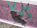 Unusual Stained Glass Framed Panel - Possibly Artist Signed, Cluster Of Grapes Or Similar Floral/fruit