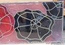 Multi Color Stained Glass Window Pane Of Poppies In Reds & Purples