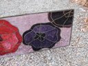 Multi Color Stained Glass Window Pane Of Poppies In Reds & Purples