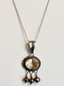 VINTAGE CITRINE AND GOLD PEARL STERLING SILVER DANGLE NECKLACE