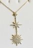 GORGEOUS GOLD OVER STERLING SILVER CZ THREE STAR DANGLE NECKLACE