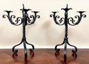 A Pair Of Antique Wrought Iron Candelabra