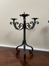 A Pair Of Antique Wrought Iron Candelabra