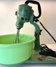 1960s Fitzgerald Magic Maid Counter Top Mixer With Rotating Jadeite Glass Bowl - Tested And Working