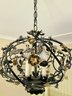 A Round Tole Foliate Caged Chandelier - 1950s - 2nd Fl Hall