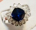 VINTAGE BLUE SAPPHIRE CZ STERLING SILVER RING