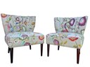 Pair Of Madison PArk Korey Floral Slipper Chairs With Nailhead Trim